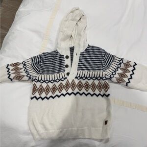 Janie and Jack Cream and Black Knit Cardigan